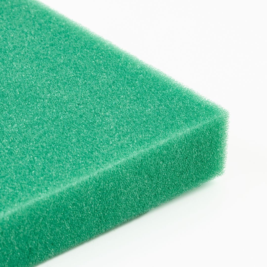Green foam material shown with the news release "Avery Dennison completes bonding study with WT Burnett foam products."