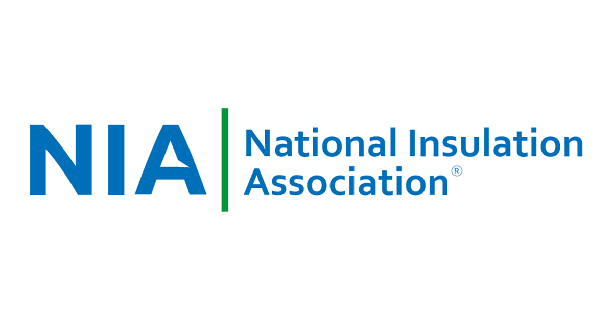 Logo of the National Insulation Association. Logo is blue and green against a white background. Avery Dennison is a proud member.