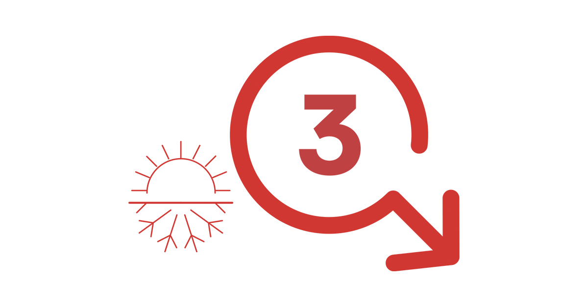 Illustration representing hot and cold and the number "3." The third Core Series step is identifying end use application requirements.