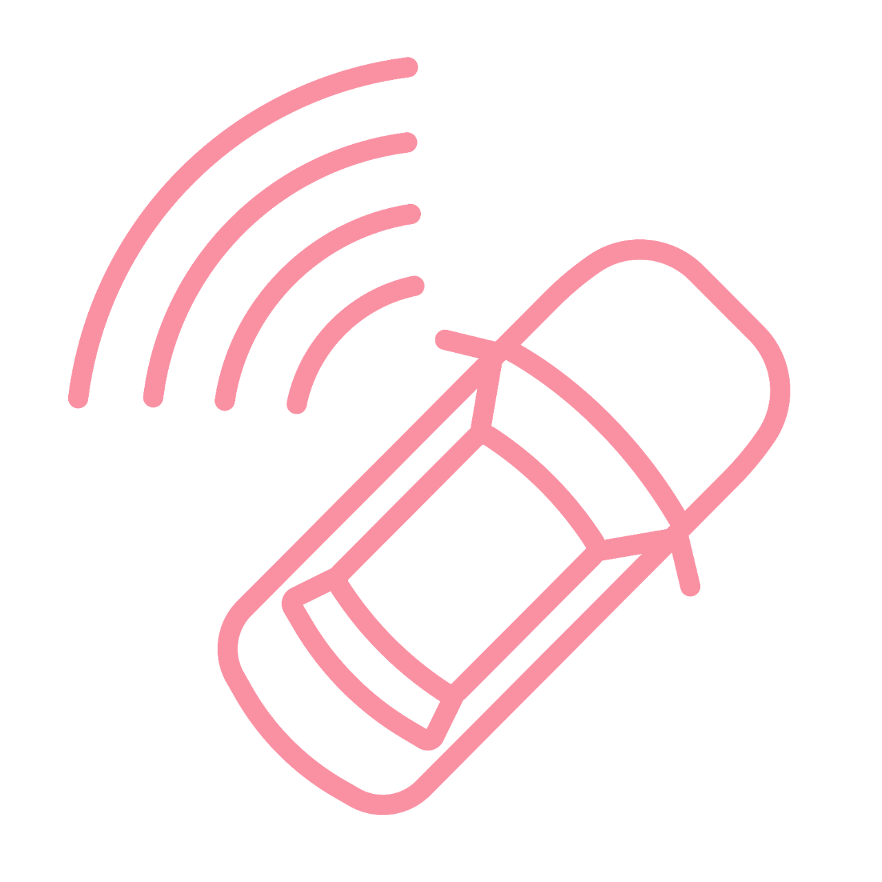 Icon depicting sensor waves emerging from the side of an automobile. We offer tapes that help manage vision and sensor challenges. 