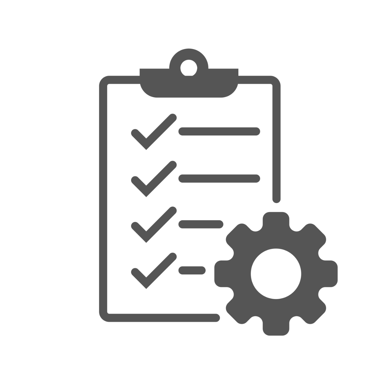 Icon depicting a clipboard with a checklist, representing meeting OEM specifications. Icon is grey against a white background. 