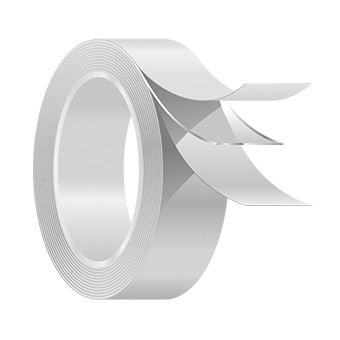 Illustration of a single coated tape with a liner. Fasson 0810 features an acrylic adhesive laminated to a foil facestock.