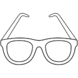 Icon depicting a pair of glasses frames. Easily removable, FT EZ 8 pressure-sensitive tape has many uses in the optical industry.